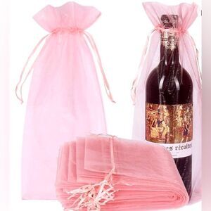 9 Organza Gift Bag,Drawstring Wine Bag Pink,Blue,Moss Green Satin Drawstring Bag